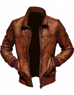 Men's Biker Vintage Retro 1 Distressed Leather Jacket